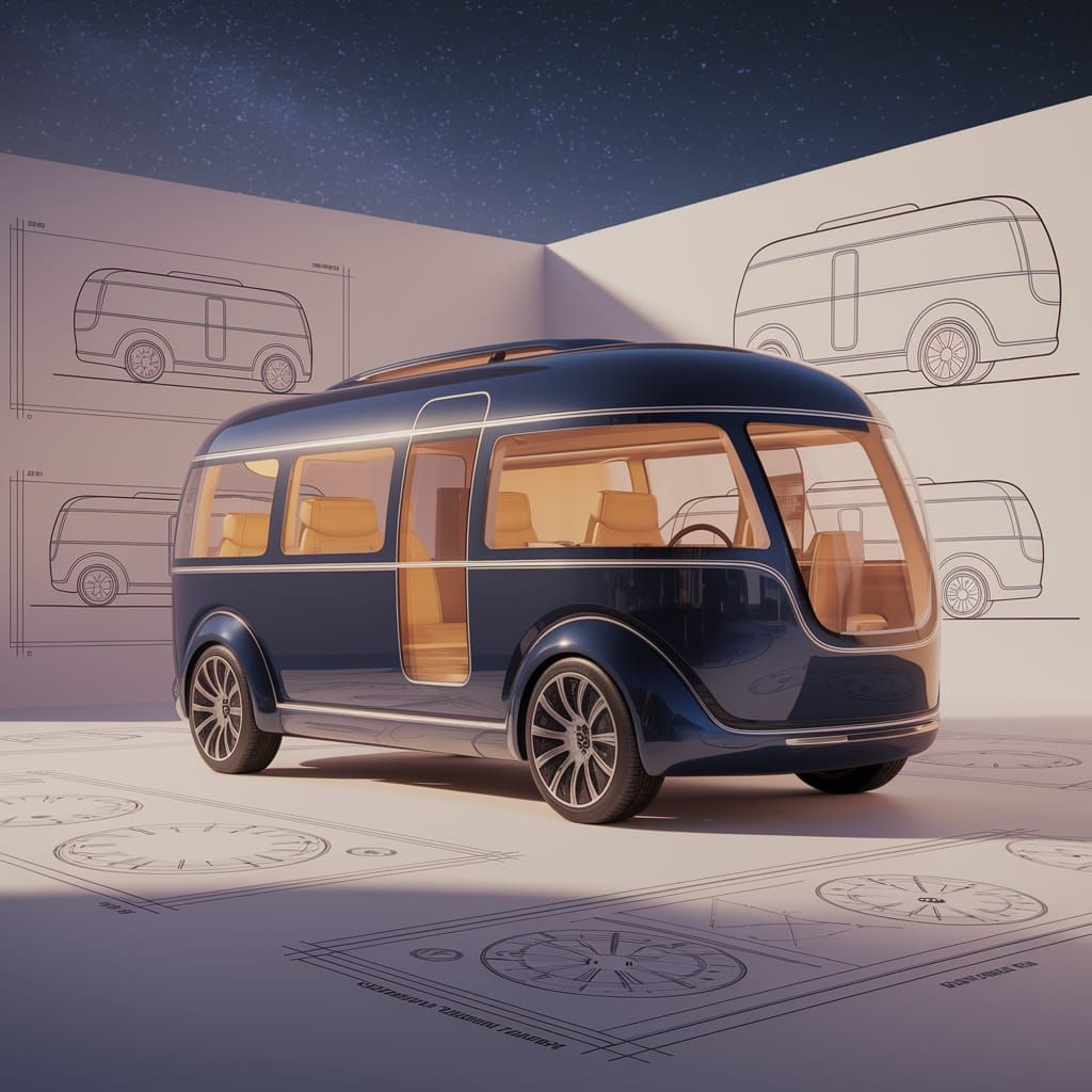 Futuristic Family Camping Wagon in 3D Render