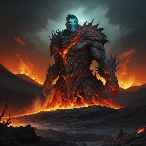 Lava Zombie Titan Concept Art in Fantasy Style