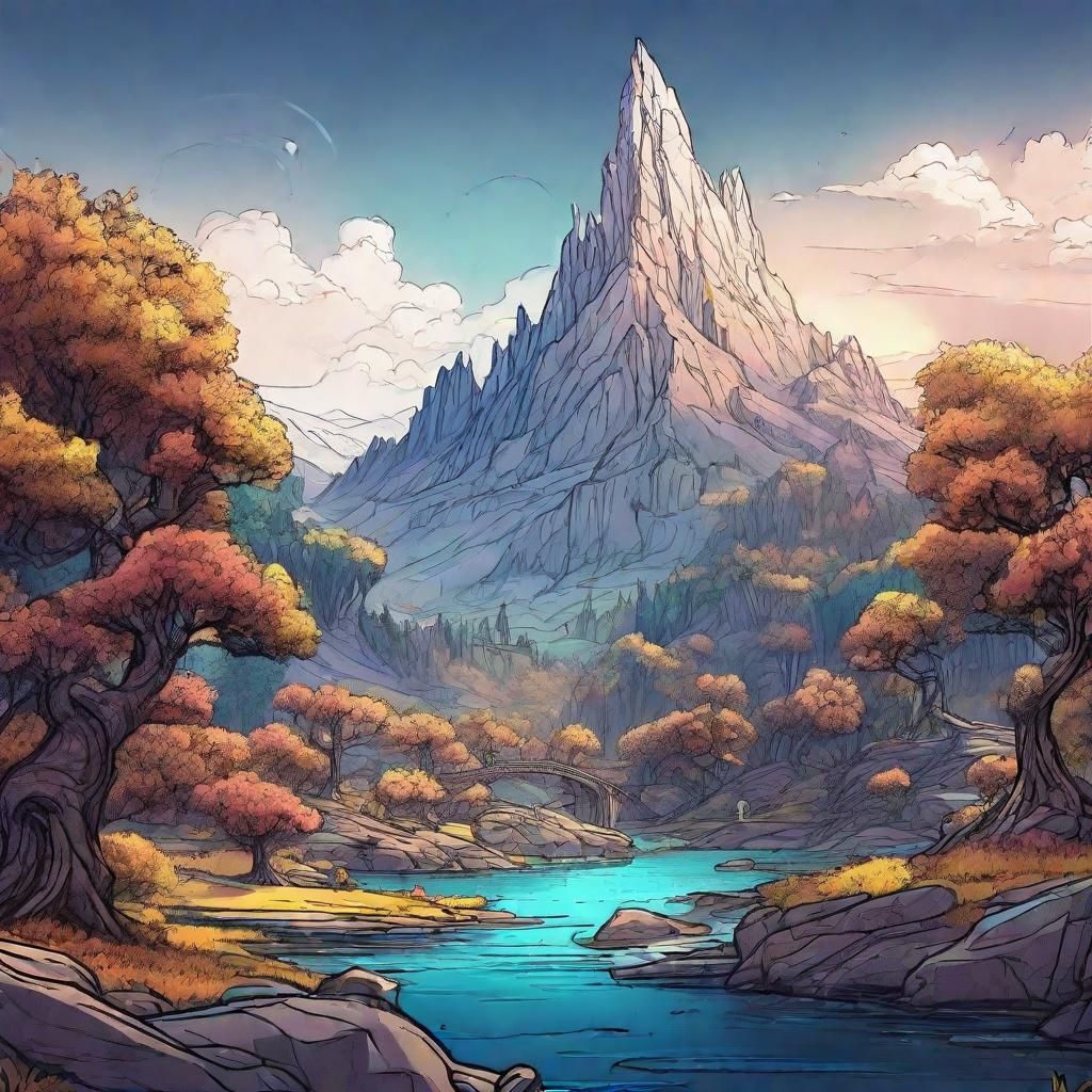 Doodle Fantasy Landscape in Sketchy Art Style