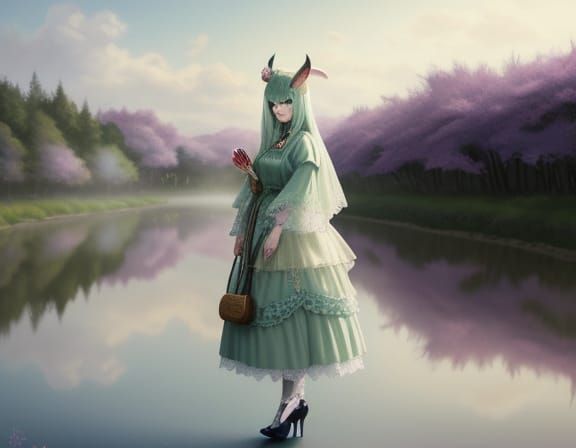 Female Goblin Sage in Kawaii Fantasy Style