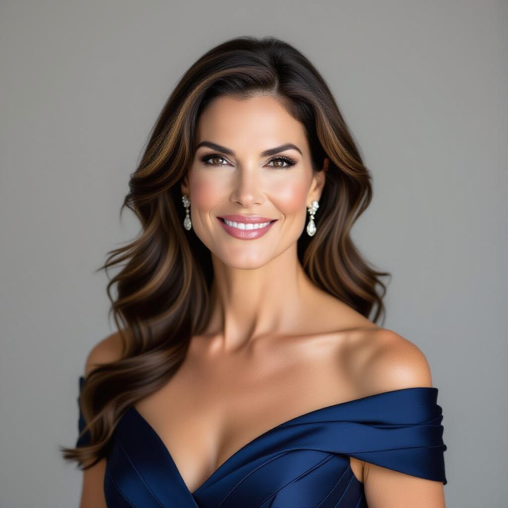 Teri Hatcher Studio Portrait in Elegant Evening Gown