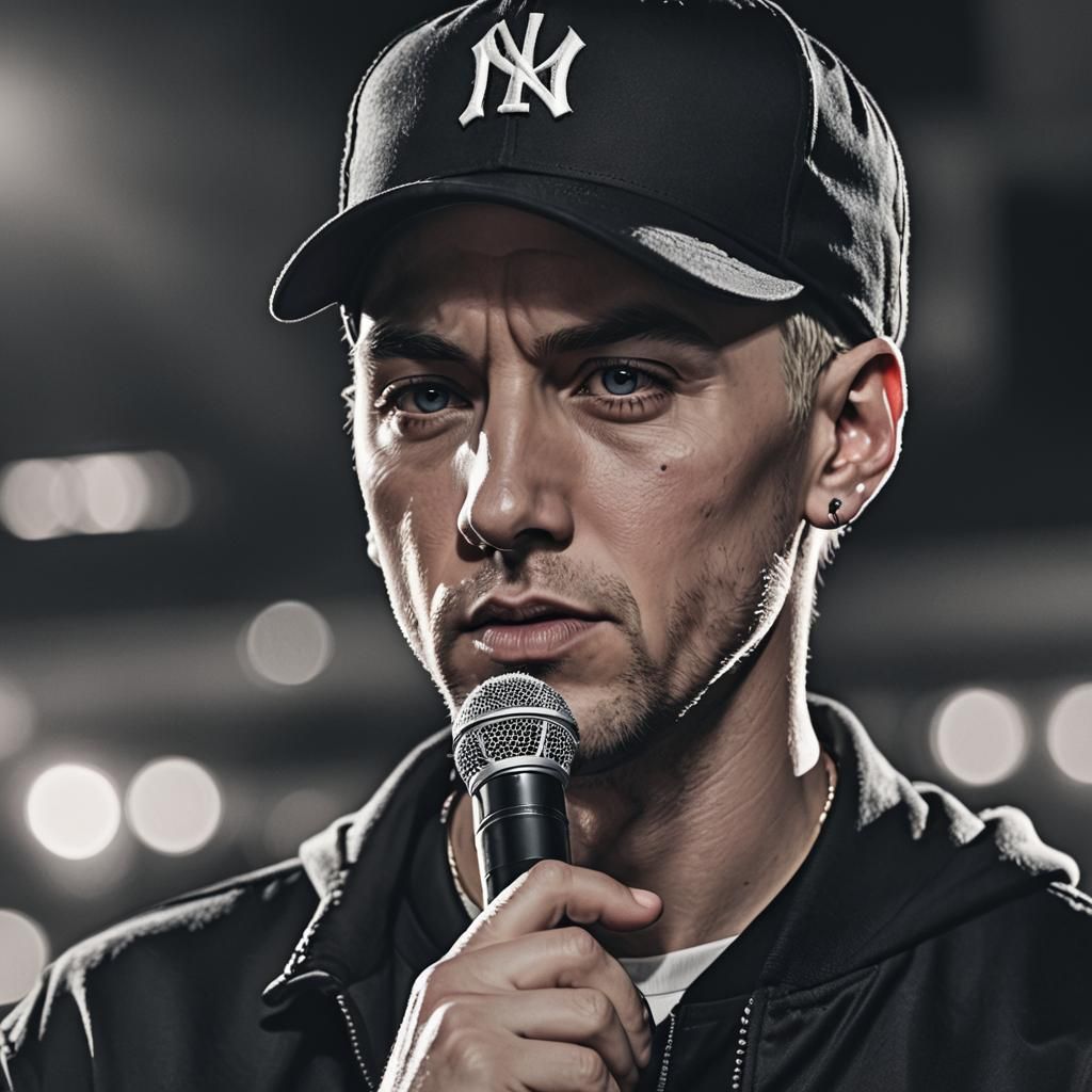 Eminem Portrait in Moody City Nightlife