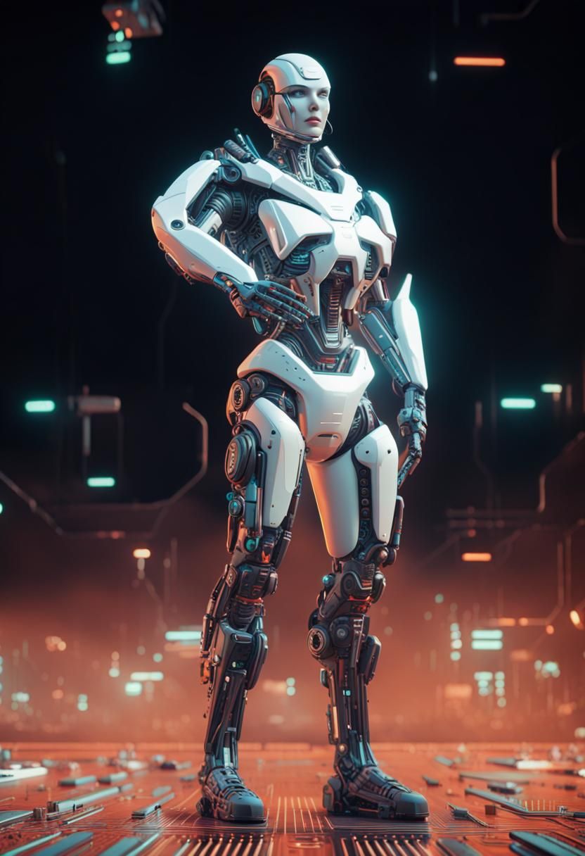 Detailed Retro Futuristic Cyborg in 8k