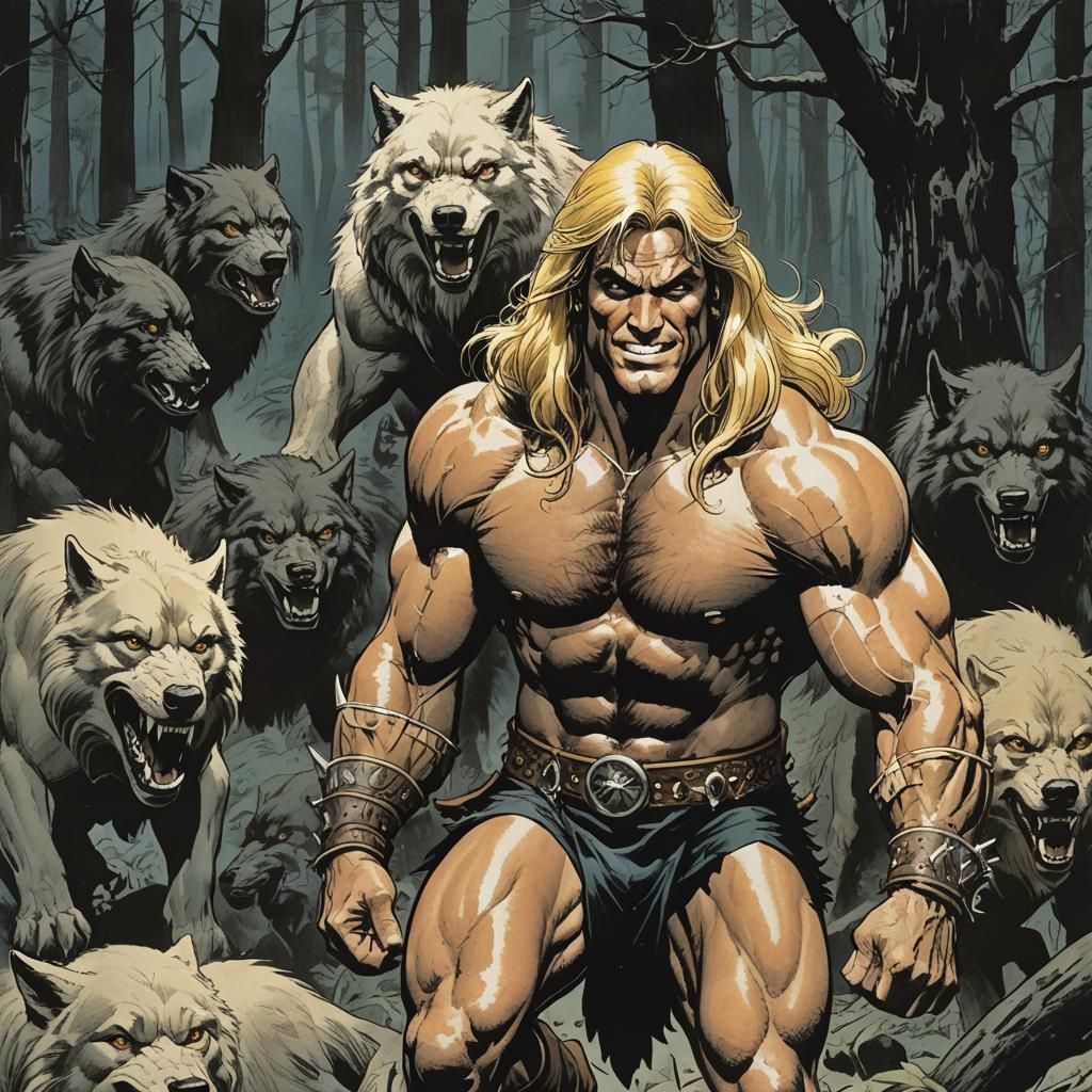 Barbarian's Smile in Dark Fantasy Forest