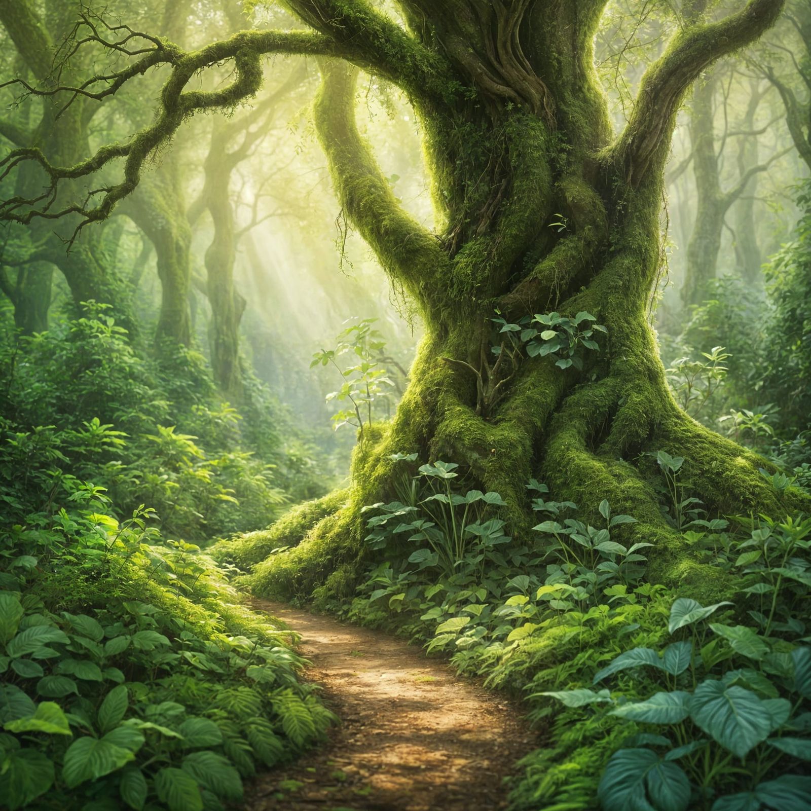 Whimsical Woodland Guardian in Mossy Forest