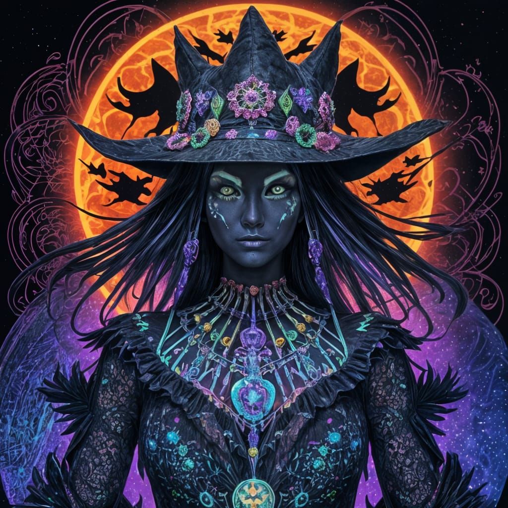 Neon Barn Owl Halloween Blacklight Poster