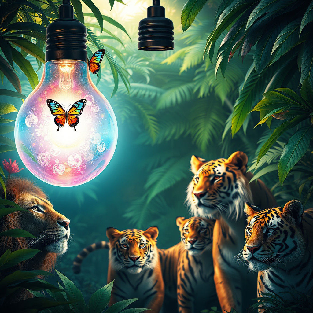 Luminous Bulb in Jungle Habitat: A Matte Painting