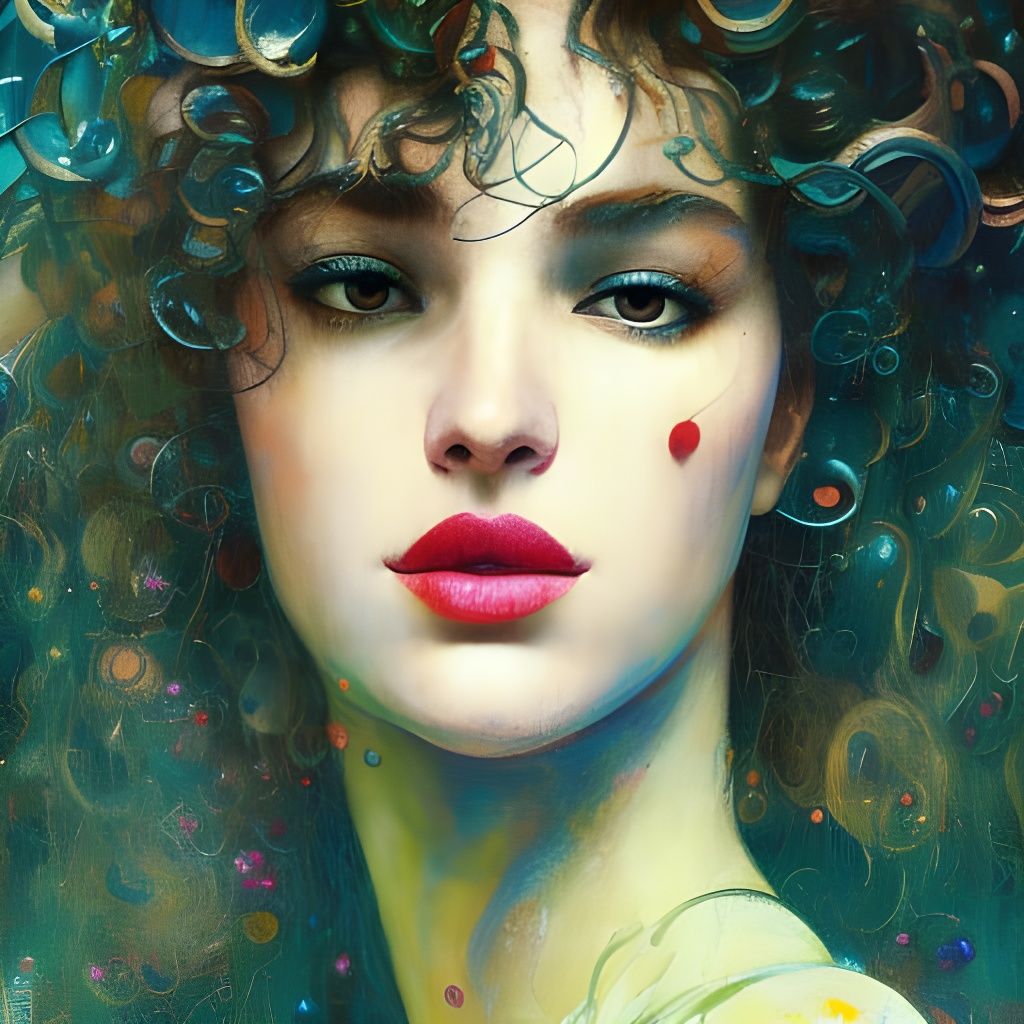 Beautiful Woman Portrait in Art Nouveau Style