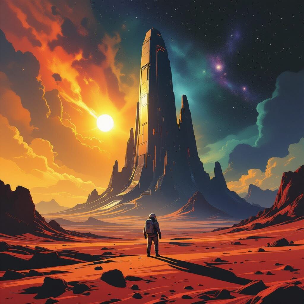 Sci-Fi Movie Poster: Astronaut on Alien Planet