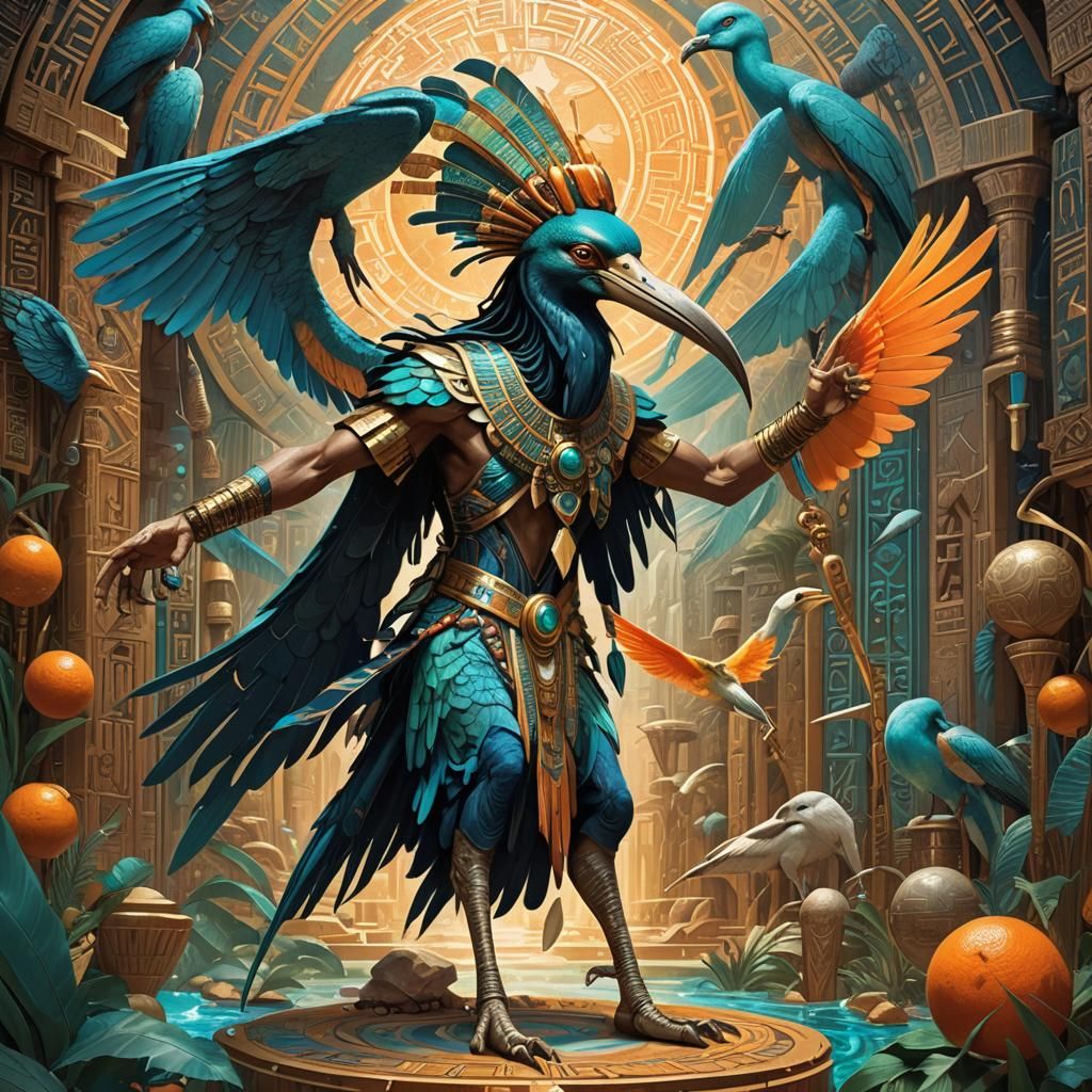 Thoth's Transformation: Ibis and Pandora in Mucha Style