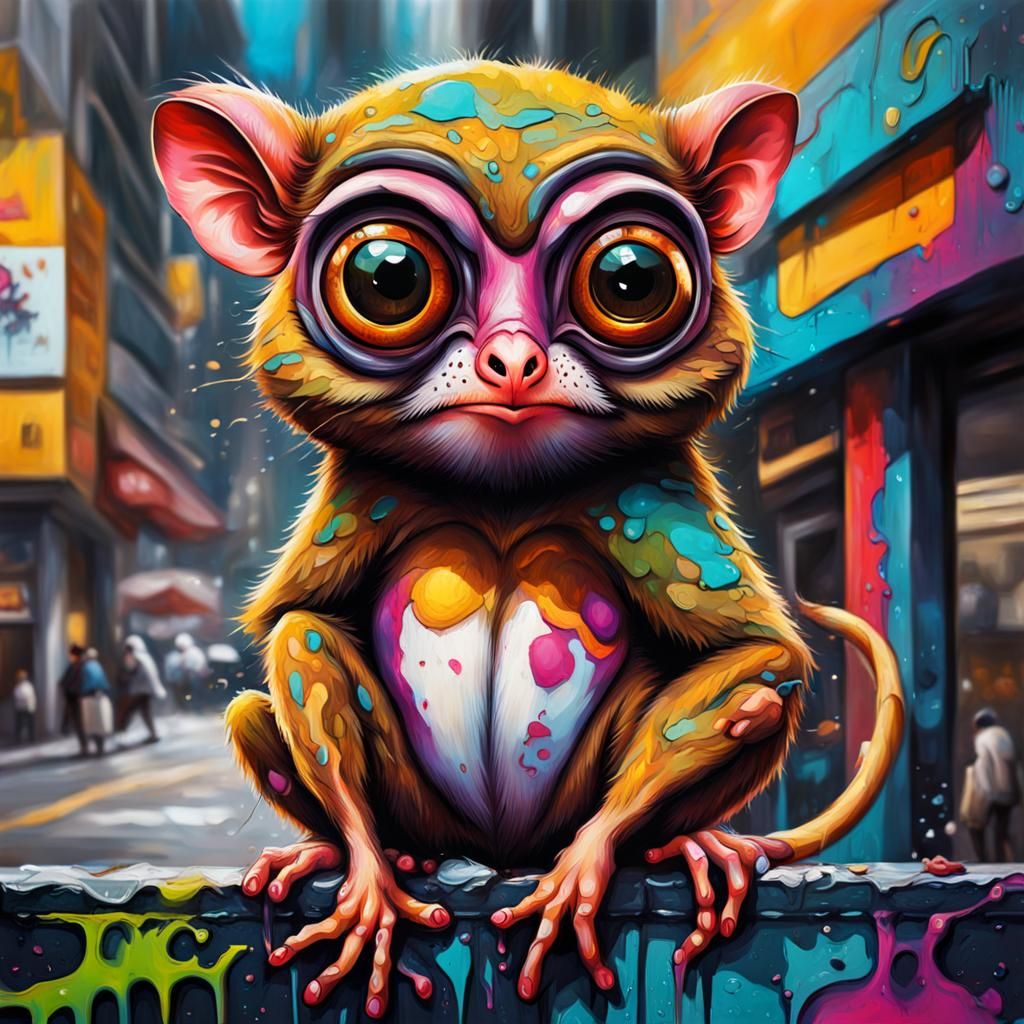 Tarsier in Entertainment Complex: Graffiti Art