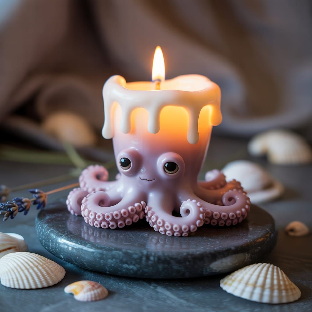 Whimsical Octopus Candle Creature Photograph