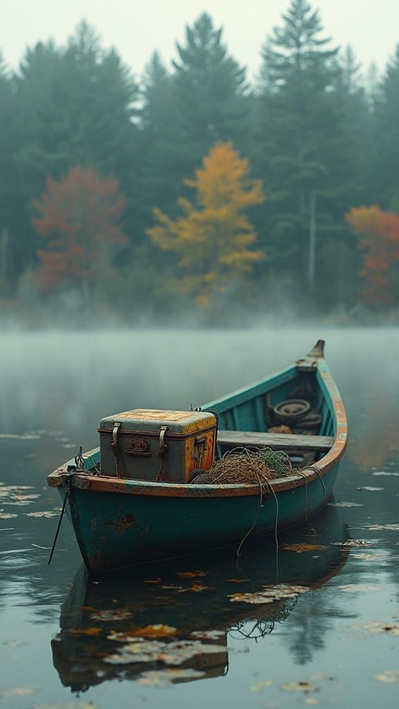 Abandoned Fishing Boat in Autumnal Serenity