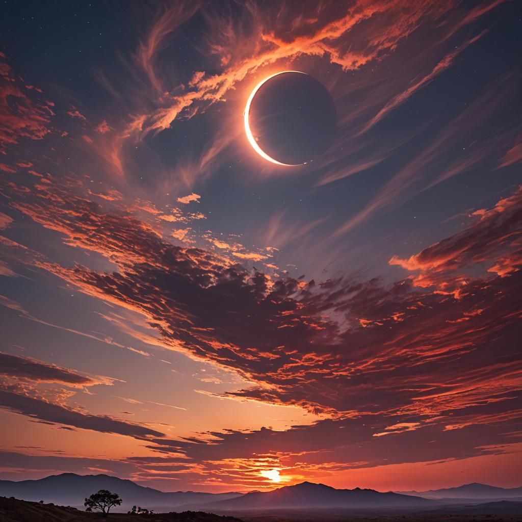 Spectacular Solar Eclipse with Ethereal Sky