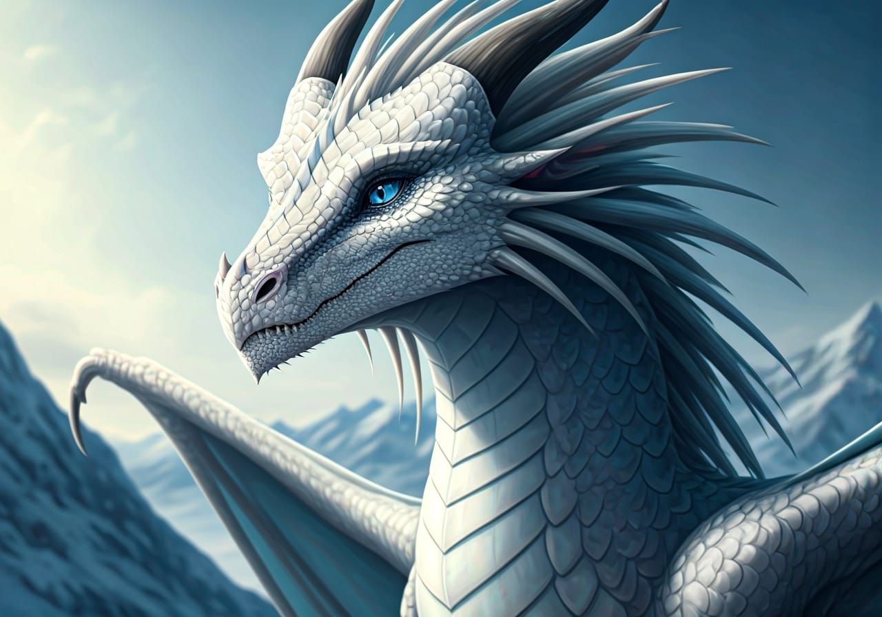 Icy Dragon Queen in Fantasy Concept Art Style