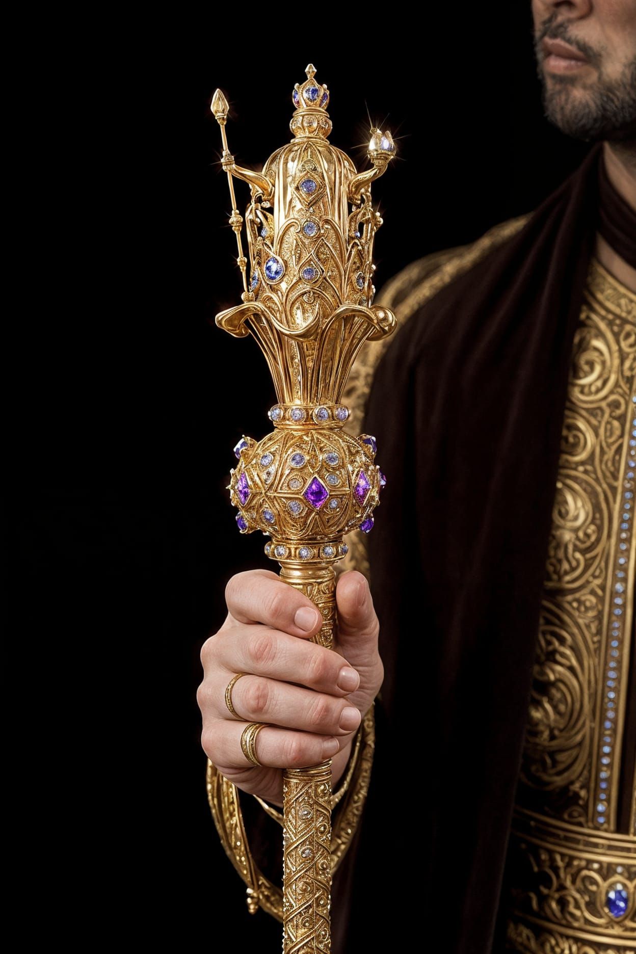 King's Golden Scepter with Jewels