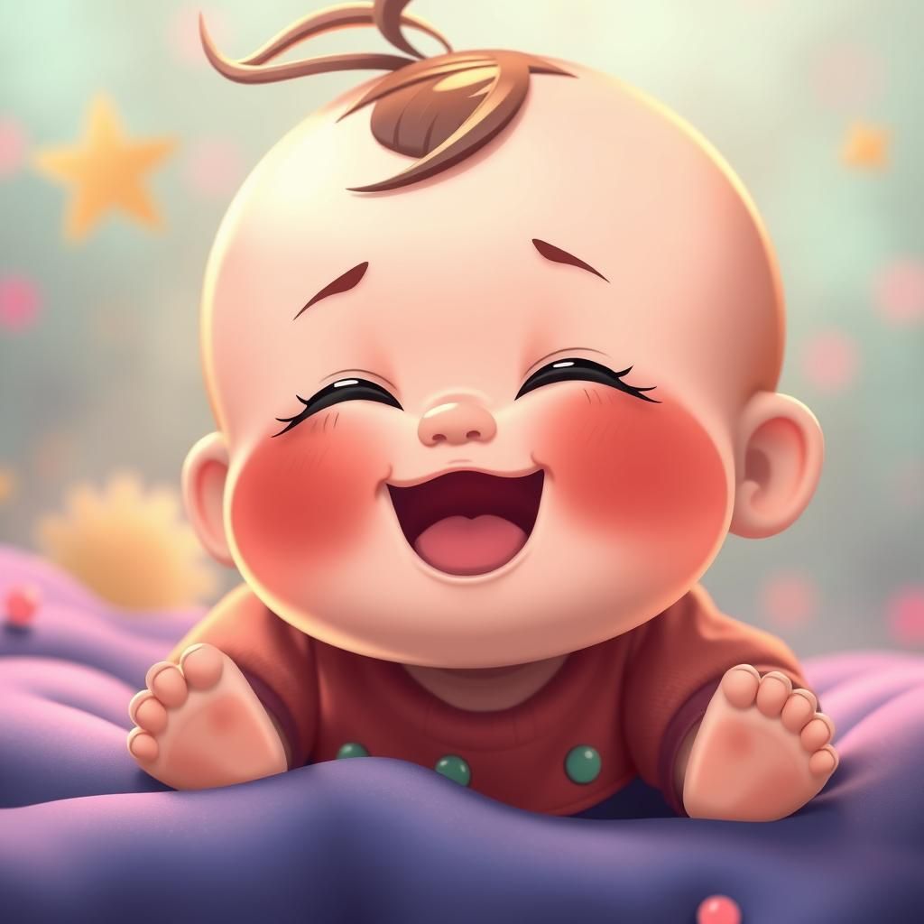 Adorable Chubby Baby Girl Laughing in Anime Style