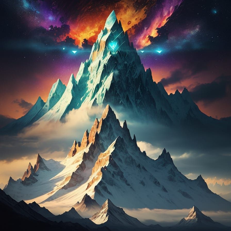 Mountain of Wealth with Glowing Runes