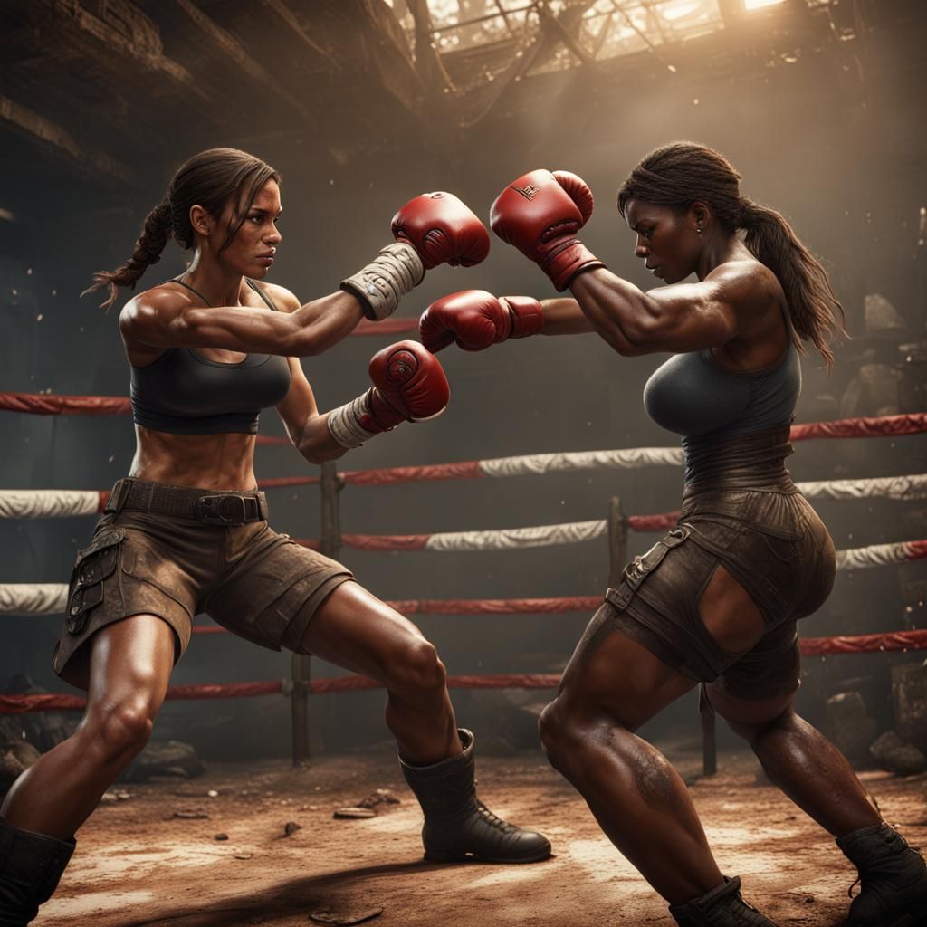Lara Croft and Mike Tyson Boxing: Digital Art