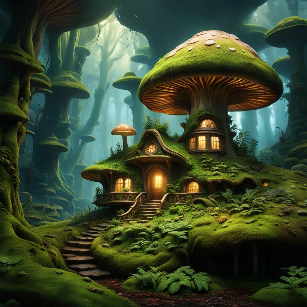 Colossal Mushroom House in Dreamy Landscape