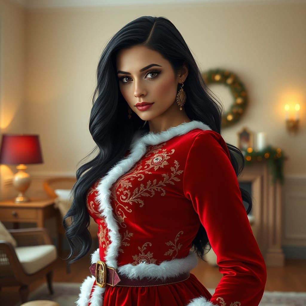 Santa Claus-Inspired Swedish Goddess in Enchanted Winter Won...