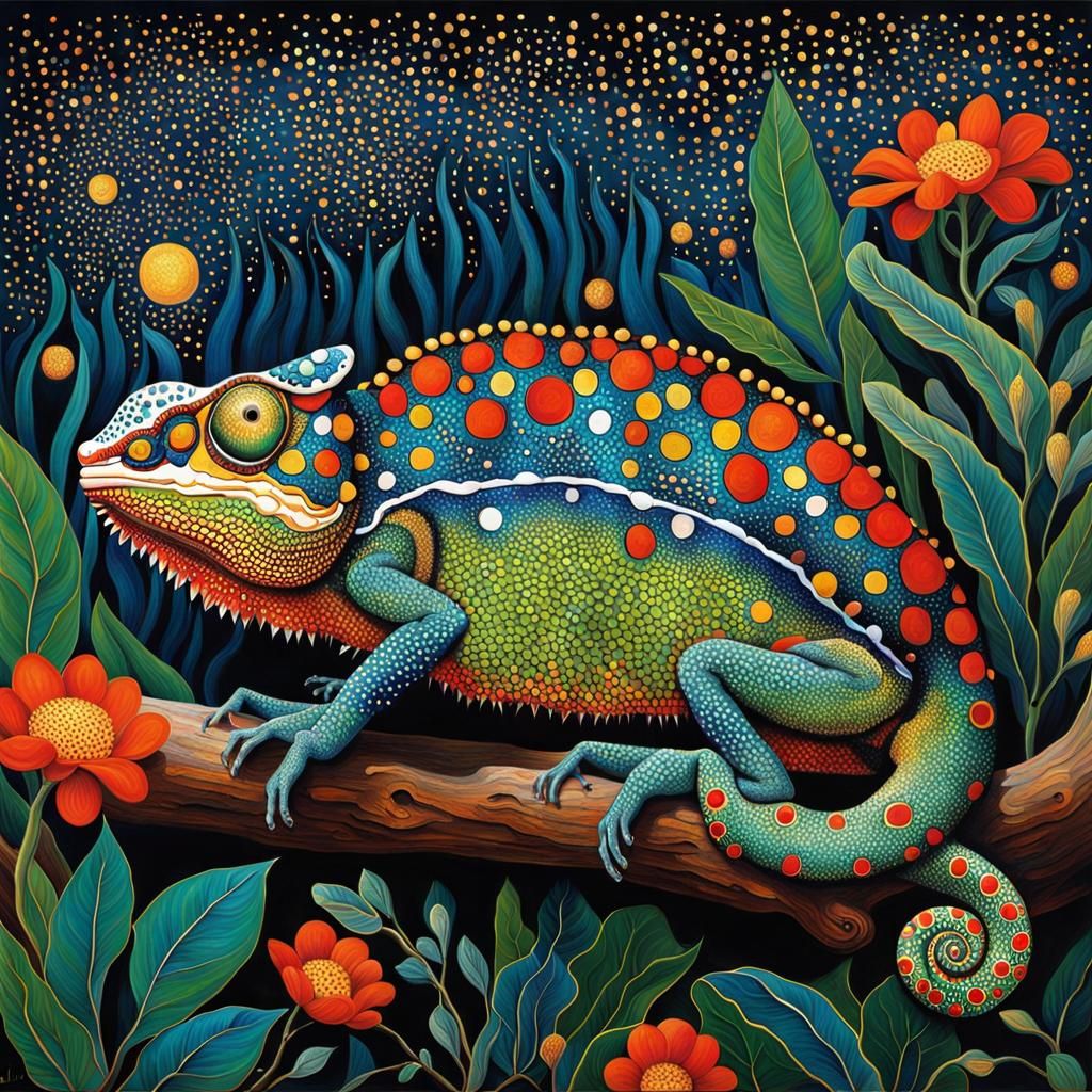 Australian Festival Chameleon in Kusama Style