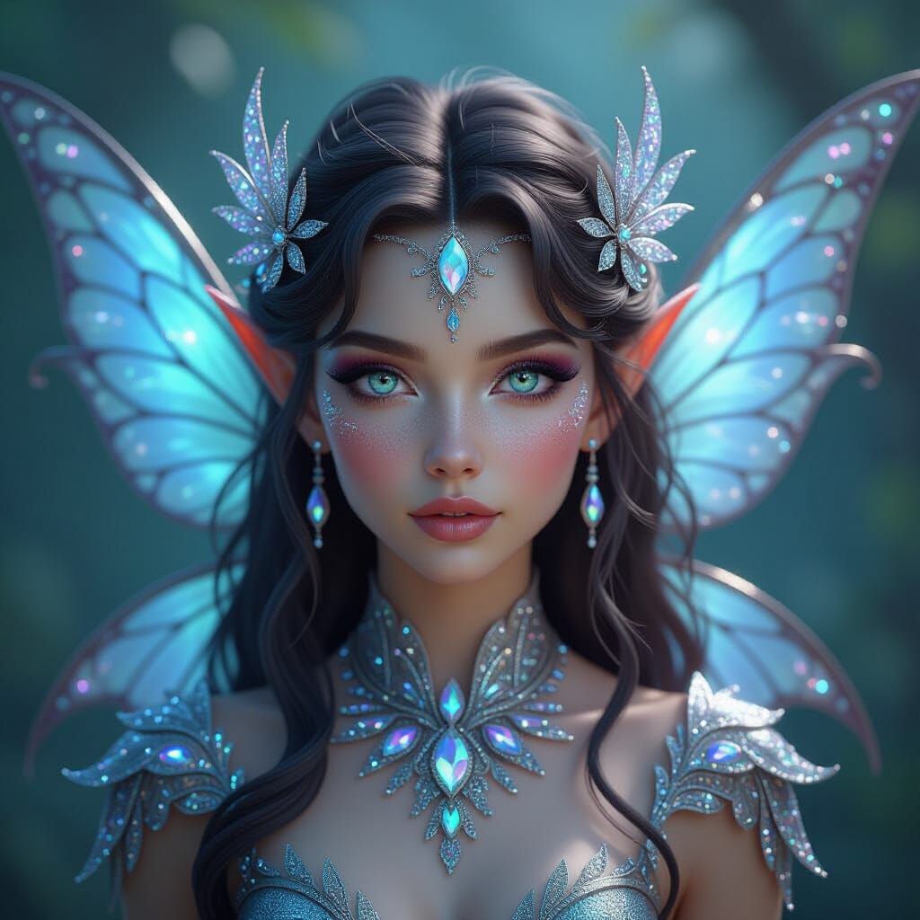 Detailed Diamond Fairy With Iridescent Wings