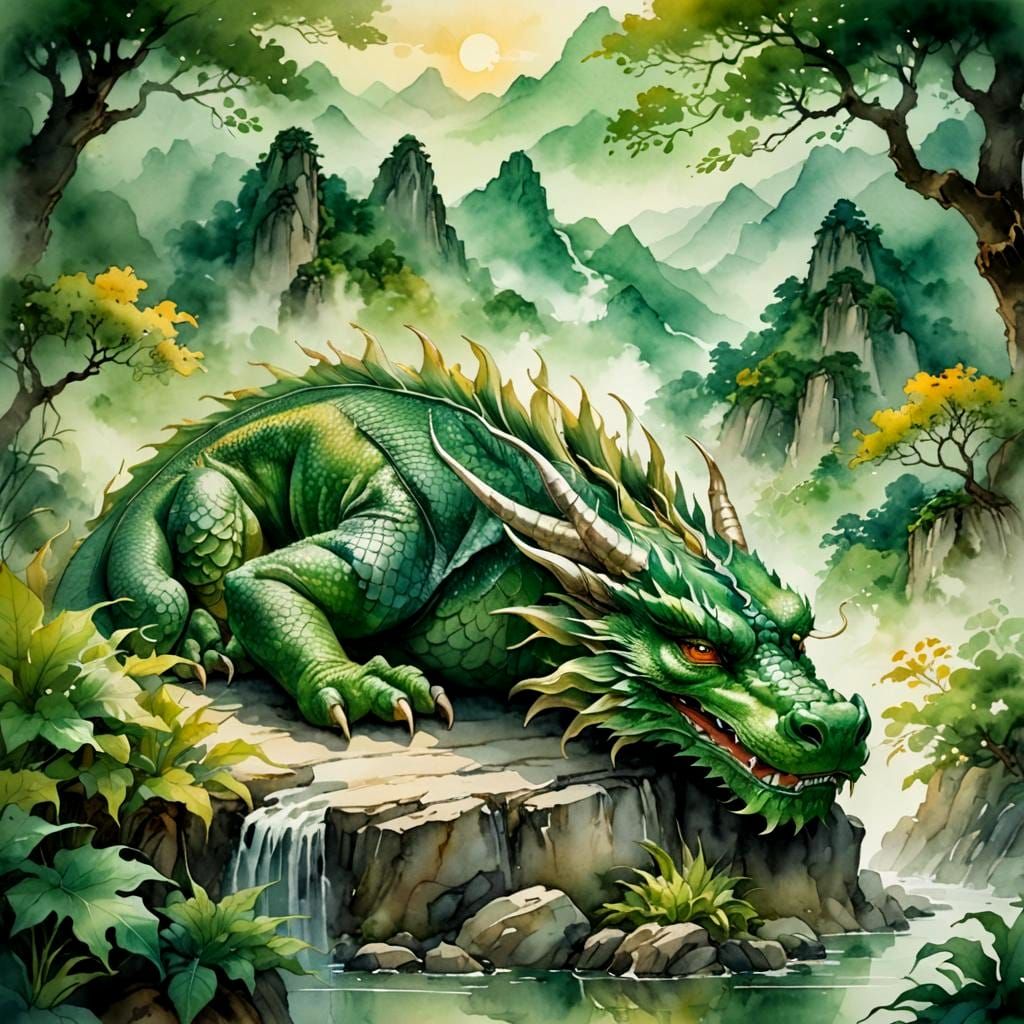 Sleeping Green Dragon: A Mythical Slumber