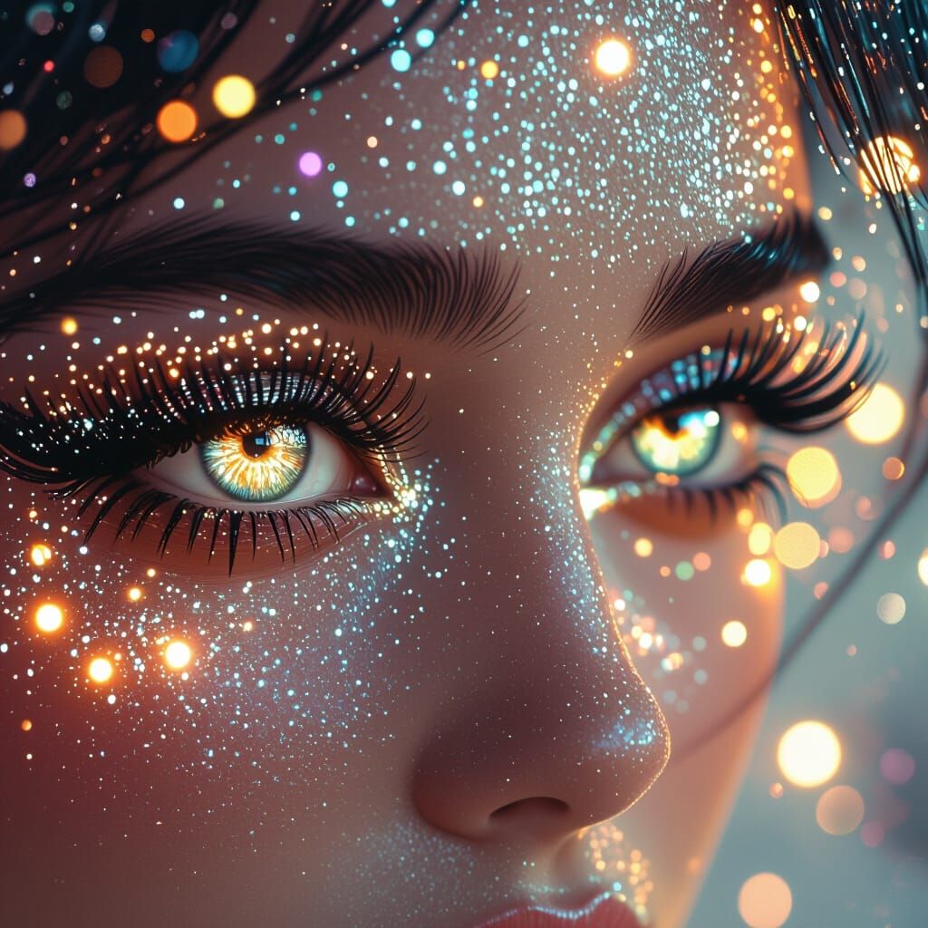 Human Eyes Glowing with Emotion in Hyper-Realistic Style
