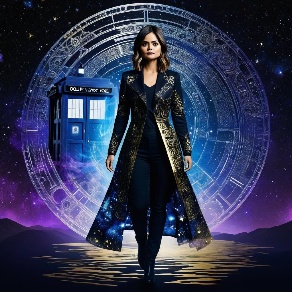 Futuristic Double Exposure of Jenna Coleman Silhouette