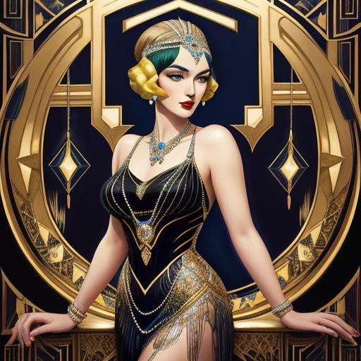 Glamorous Art Deco Burlesque Portrait in 1920s Style