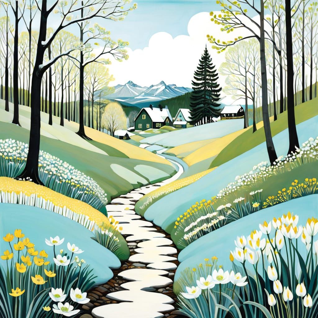 Soft Scandinavian Spring Scene in a Cool Color Palette