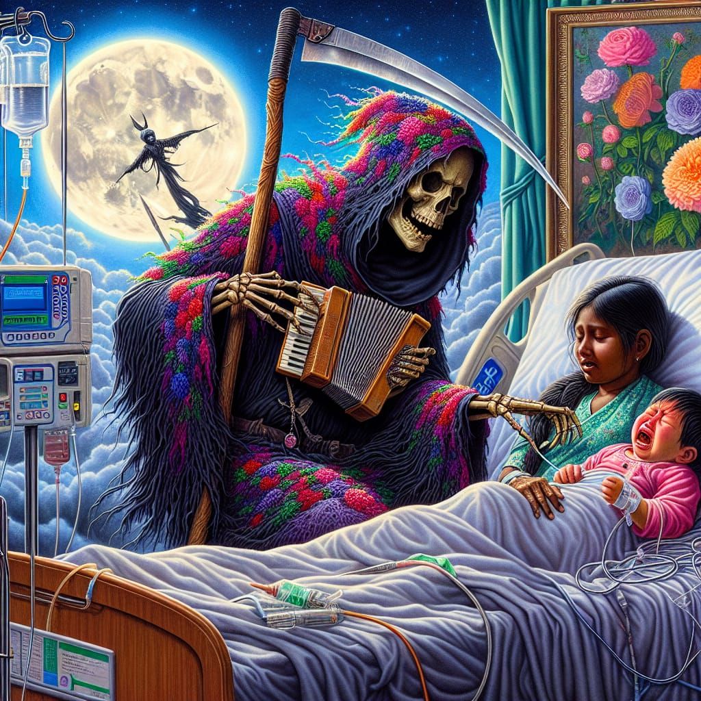 Grim Reaper Plays Accordion for Sick Girl