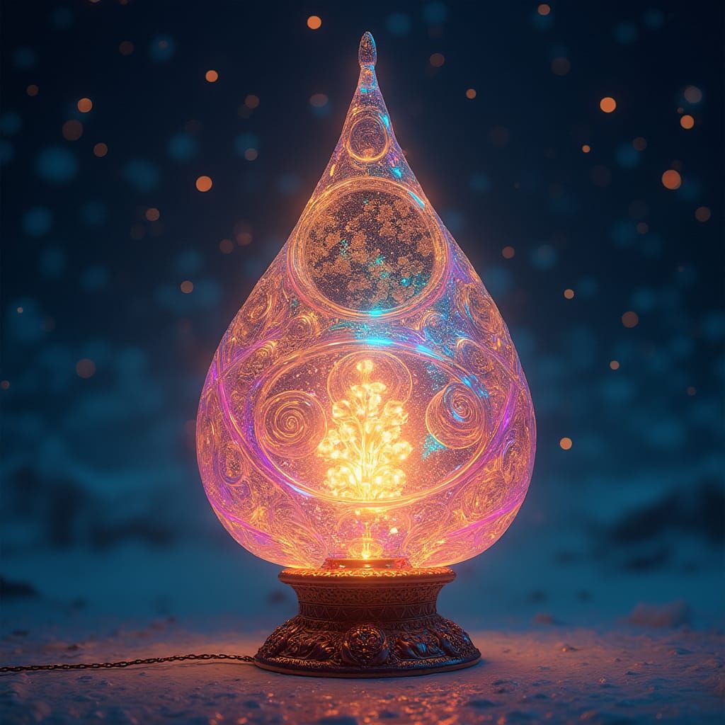 Mesmerizing Celestial Lamp in Holographic Detail