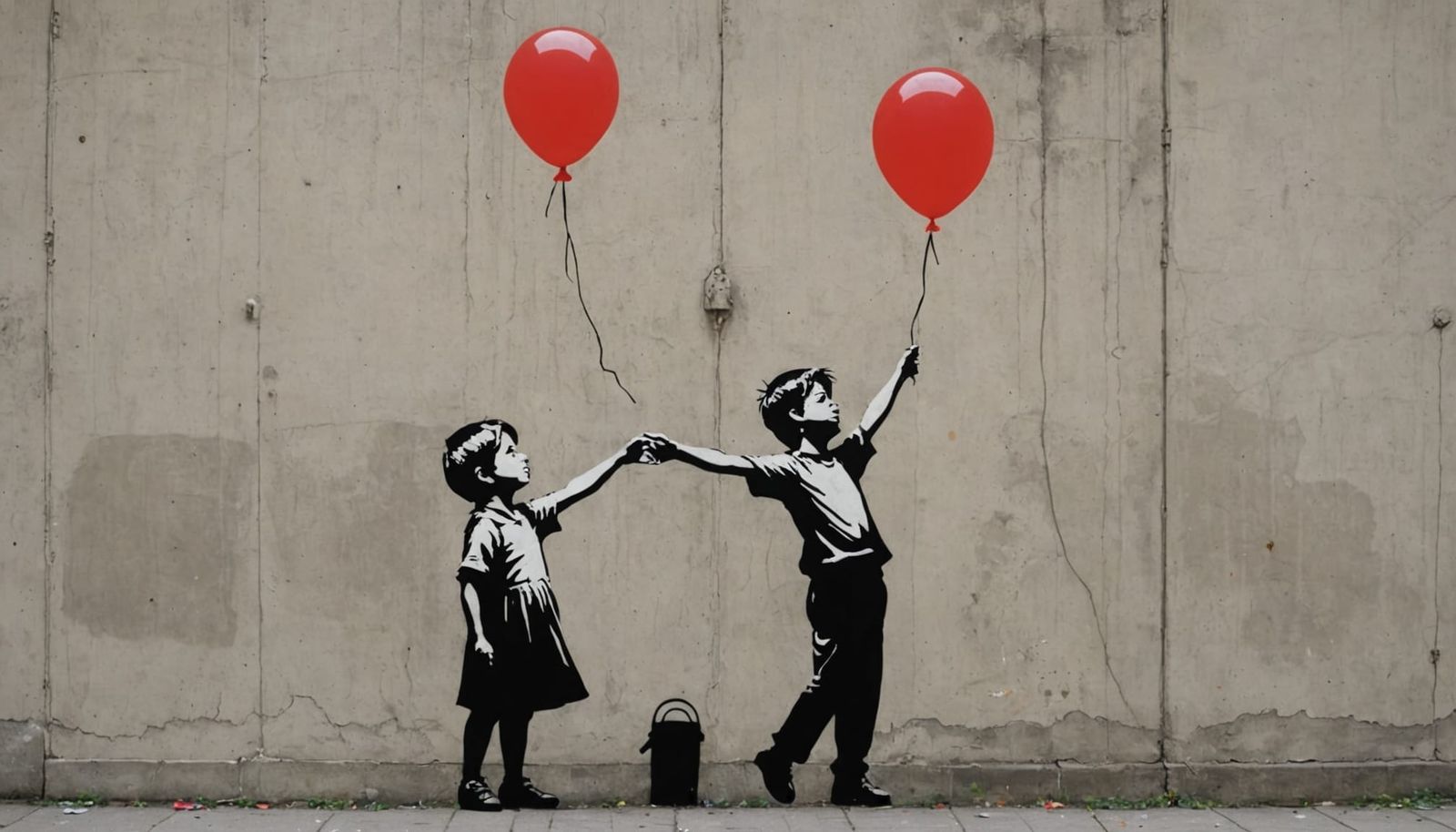 Banksy Inspired Boy with Red Balloon