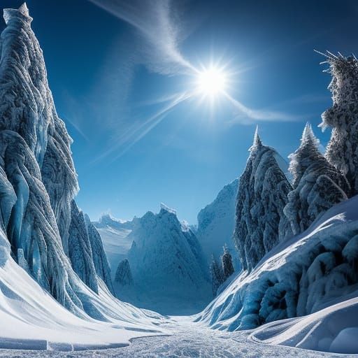 Breathtaking Icy Landscape in Blueish Hues