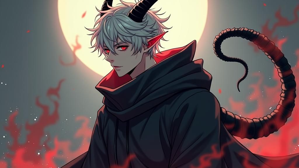 Eerie Devil in Billowing Robes, Digital Anime Art