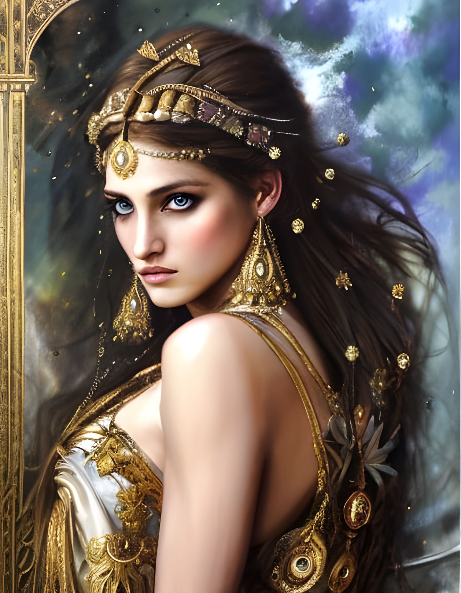 Goddess Diana on Her Throne: Ornate Art