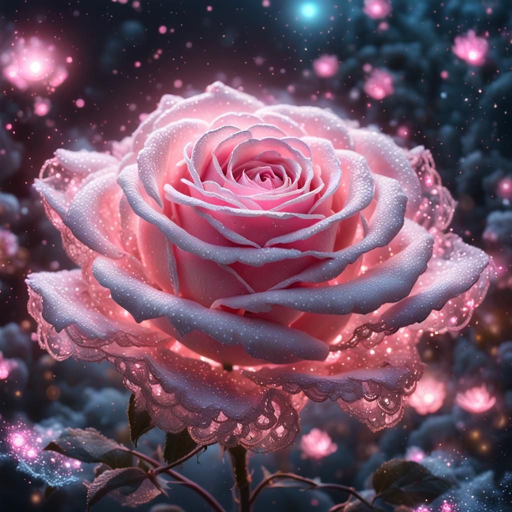 Magical Lace Rose in Fantasy Space