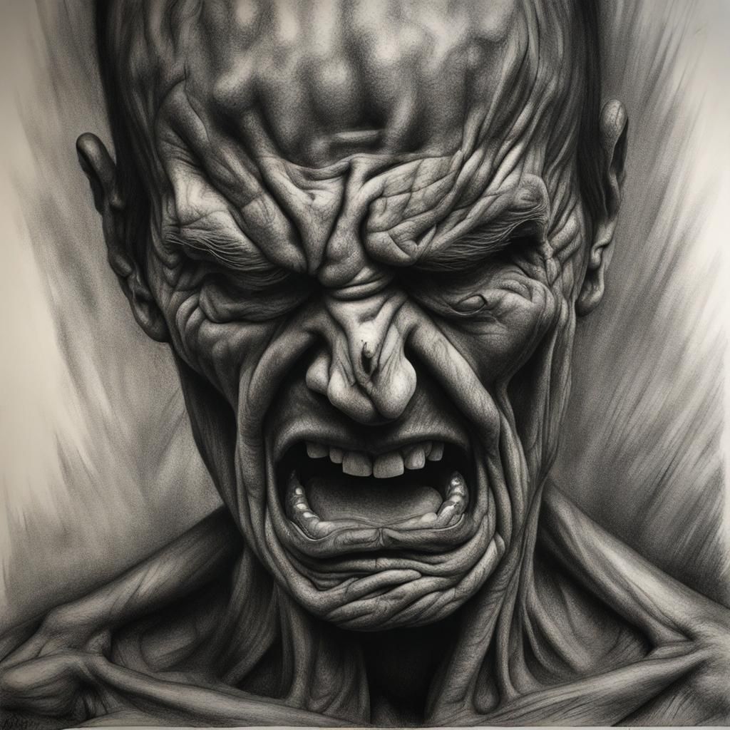 Charcoal Drawing: Anger, Pain, Numbness