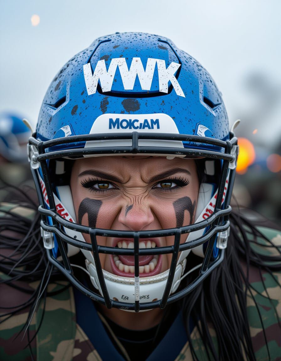 Mercenary with Football Helmet in Warzone Photo
