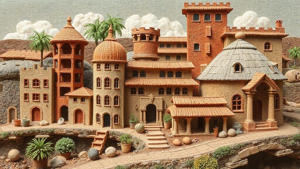 Surreal Dreamscape Architecture in Abstract Style