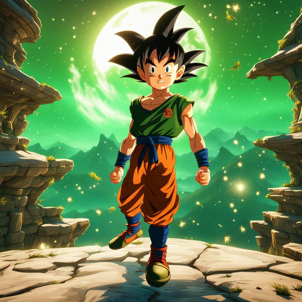 Goku as Peter Pan in Super Saiyan Form