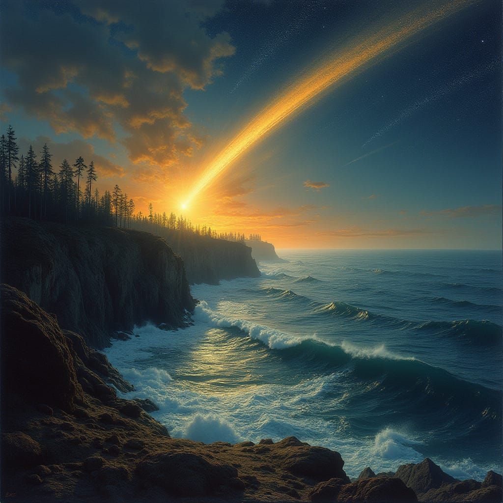 Majestic Comet Illuminates Primordial Landscape
