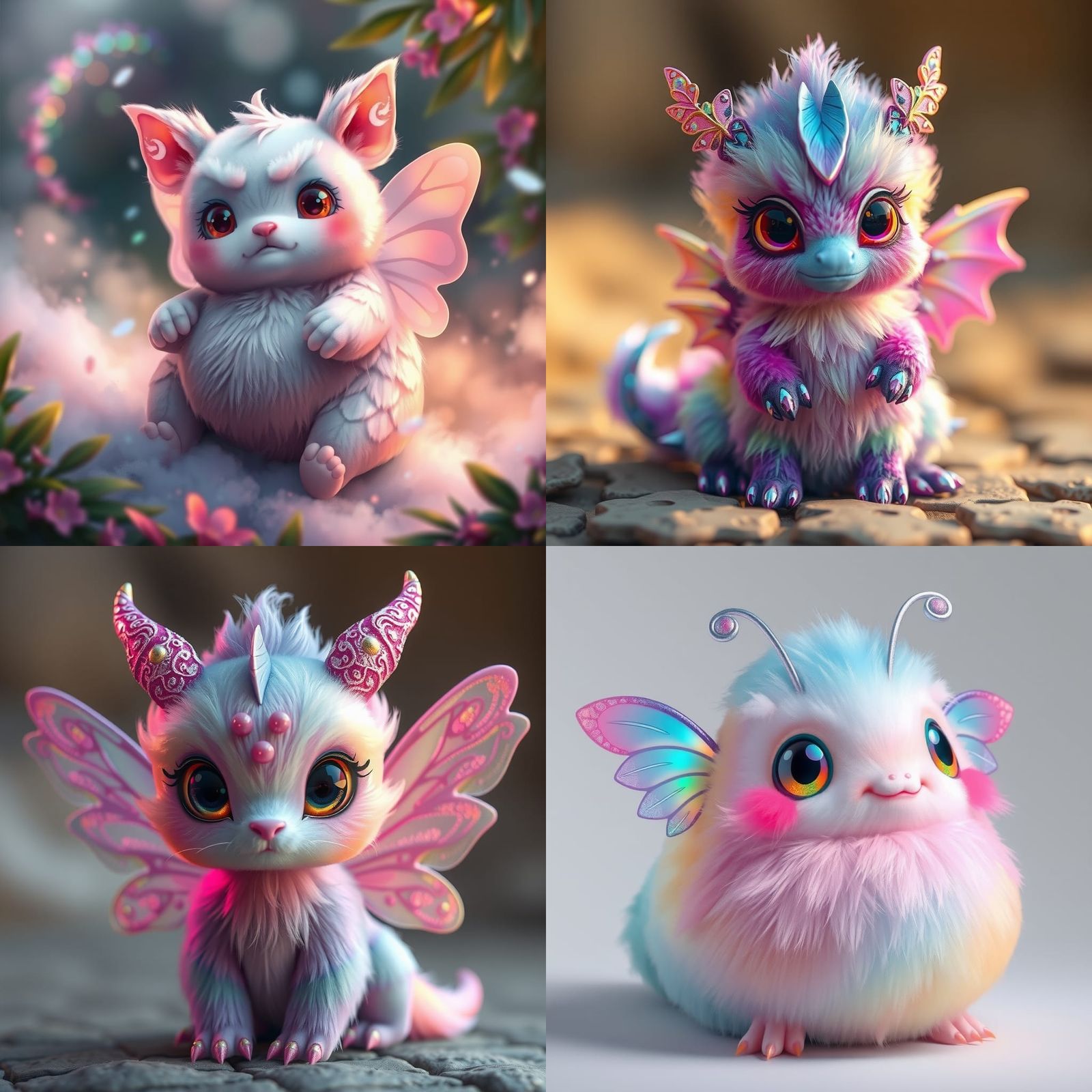 Rainbow Mythical Creature with Shimmering Wings