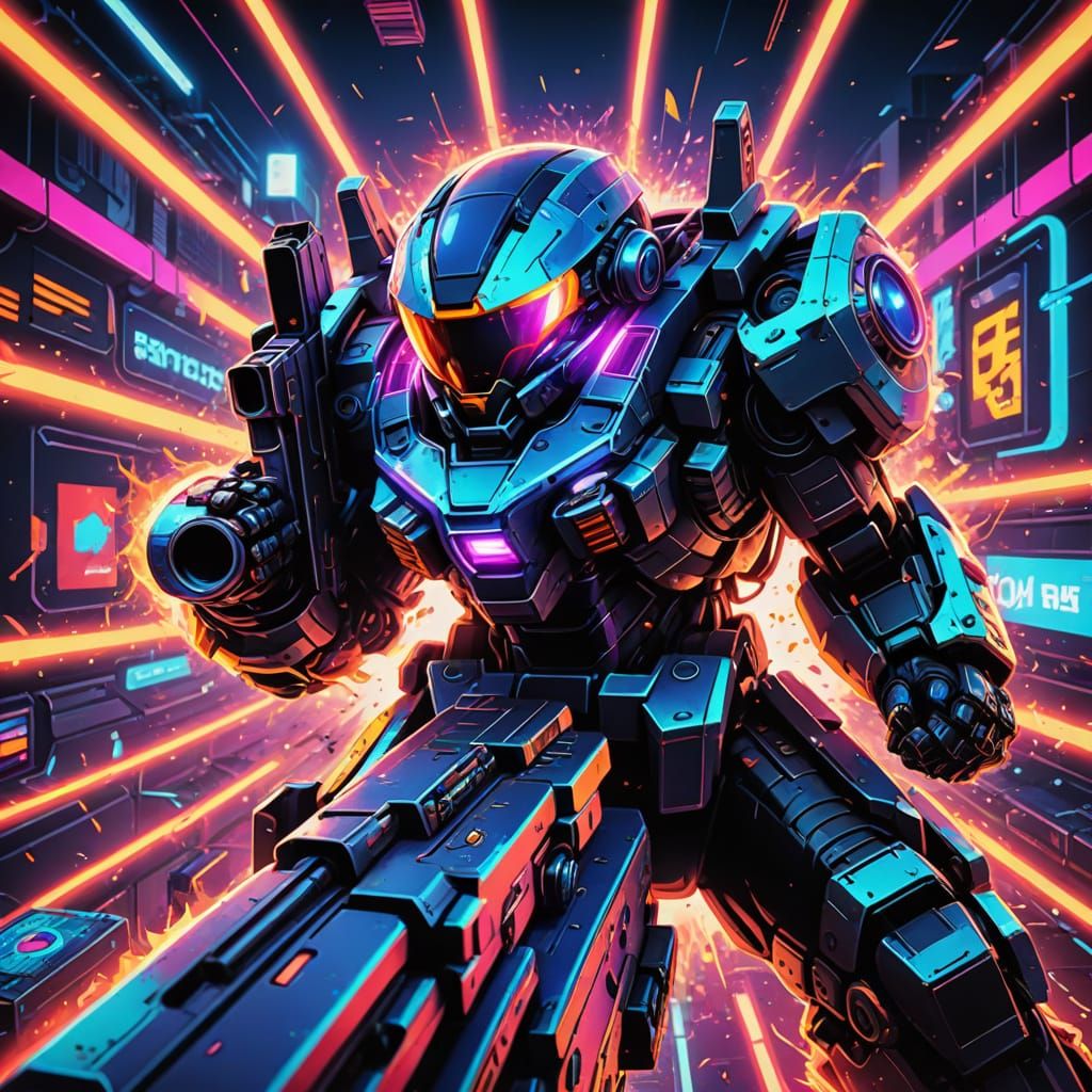 Retro-Futuristic Video Game Cover in Pixel Art