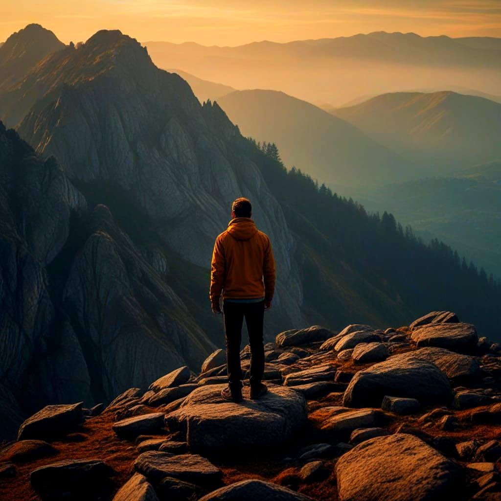 Dramatic Mountain Landscape in Golden Light