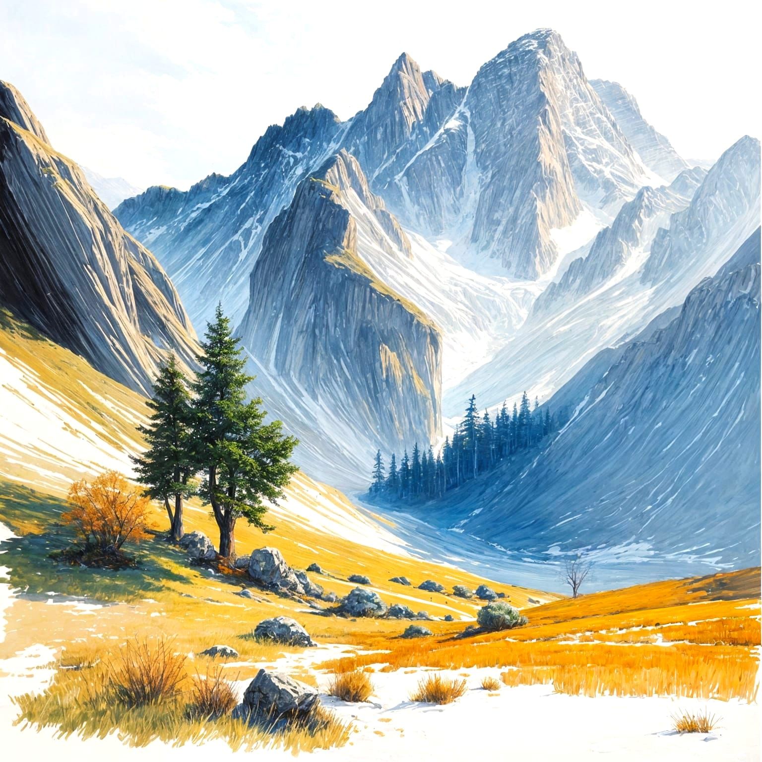 Masterful Landscape Painting with Brushstrokes