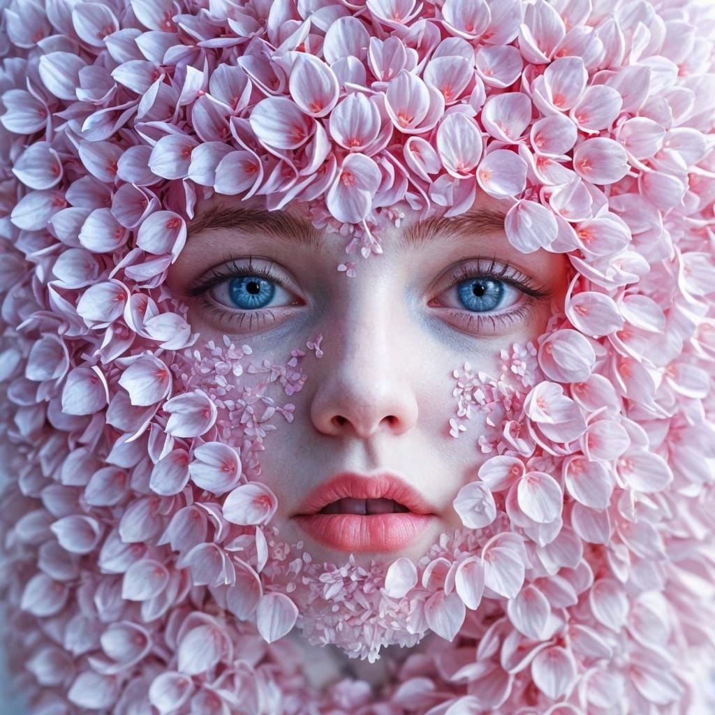 Ethereal Floral Portrait in Floral Art Style