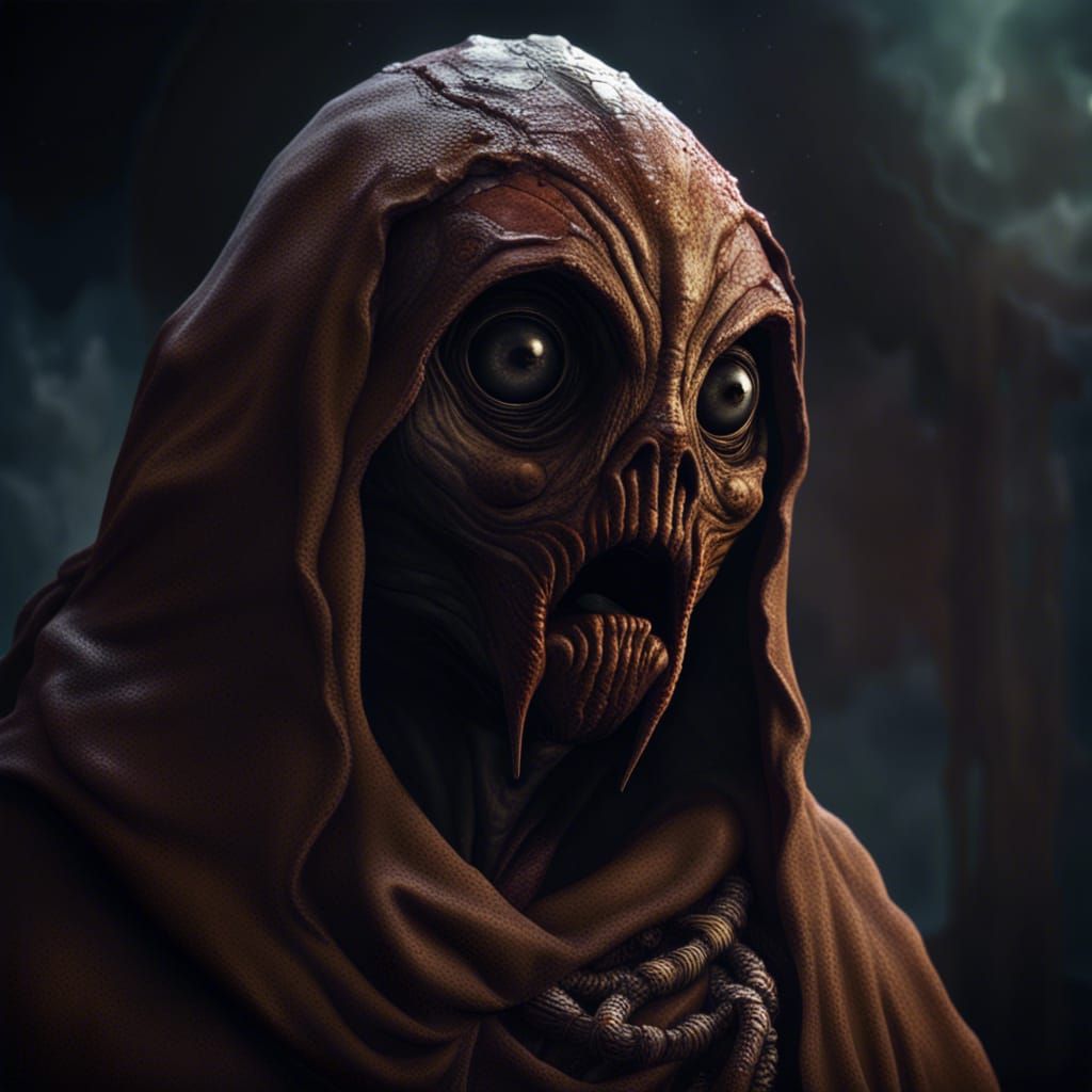 Horror Monster Face with Jaws: Detailed Digital Painting